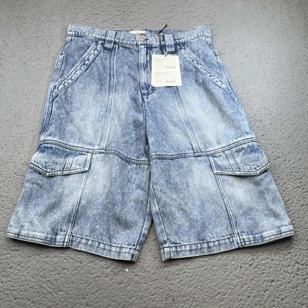 Isabel Marant Timy Shorts Mens 33 Light Blue Denim Cargo Pockets Utility Tencel